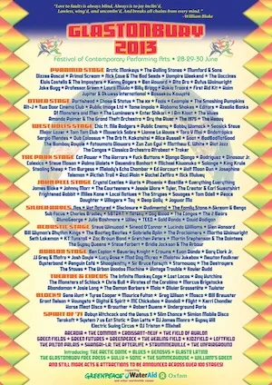 Glastonbury Festival 2013 Lineup poster image