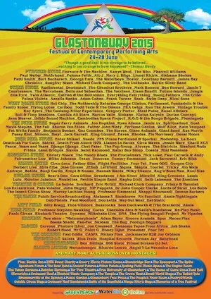 Glastonbury Festival 2015 Lineup poster image