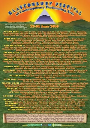 Glastonbury Festival 2016 Lineup poster image