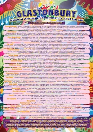 Glastonbury Festival 2019 Lineup poster image
