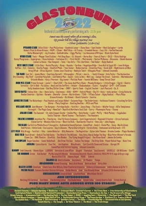 Glastonbury Festival 2022 Lineup poster image