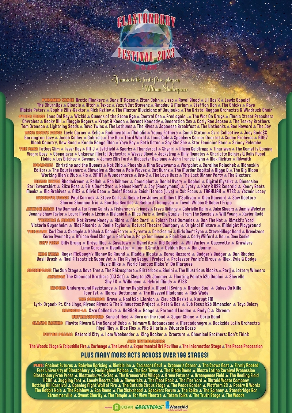 Glastonbury Festival 2023 Lineup poster image
