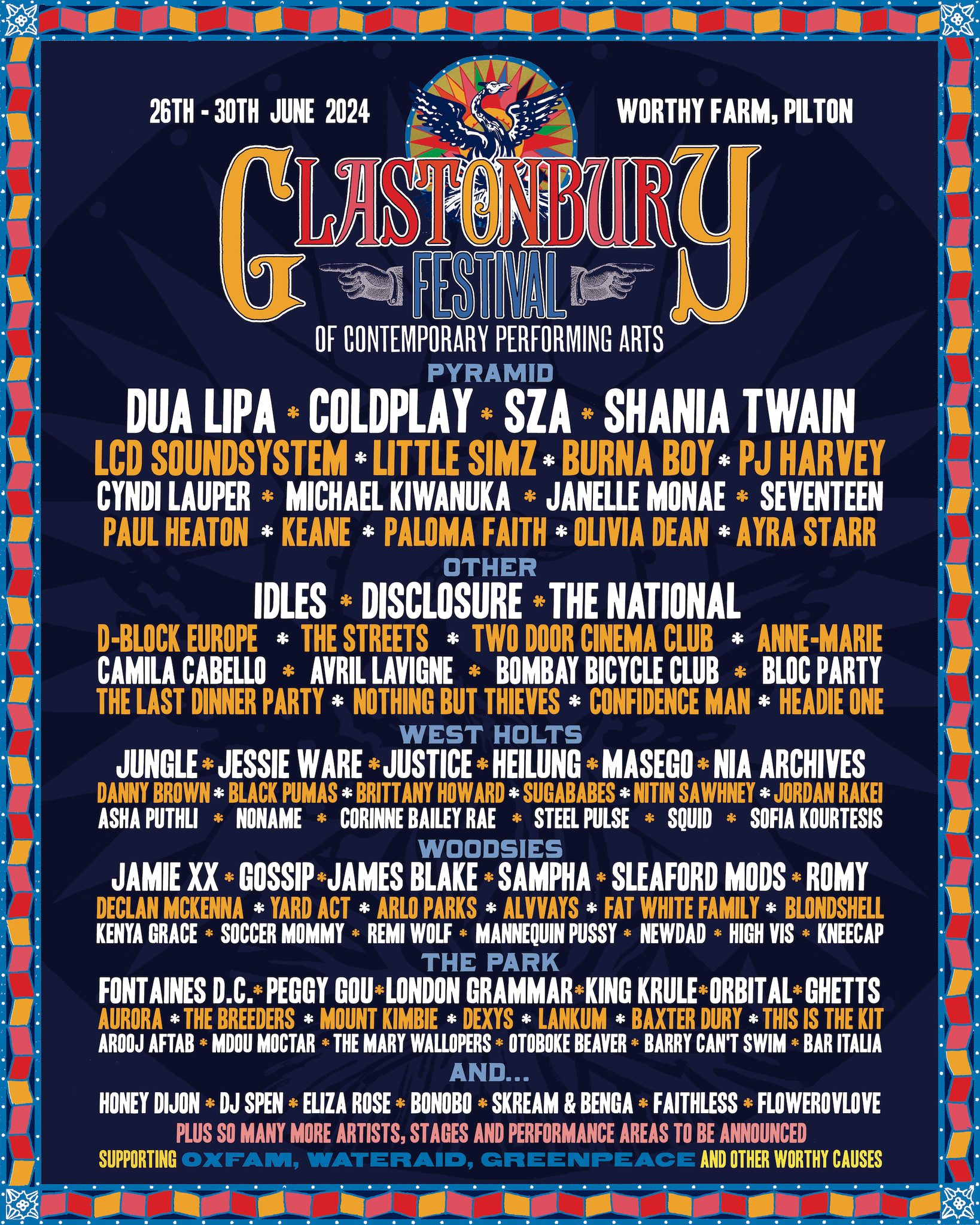 Glastonbury Festival 2024 Lineup poster image