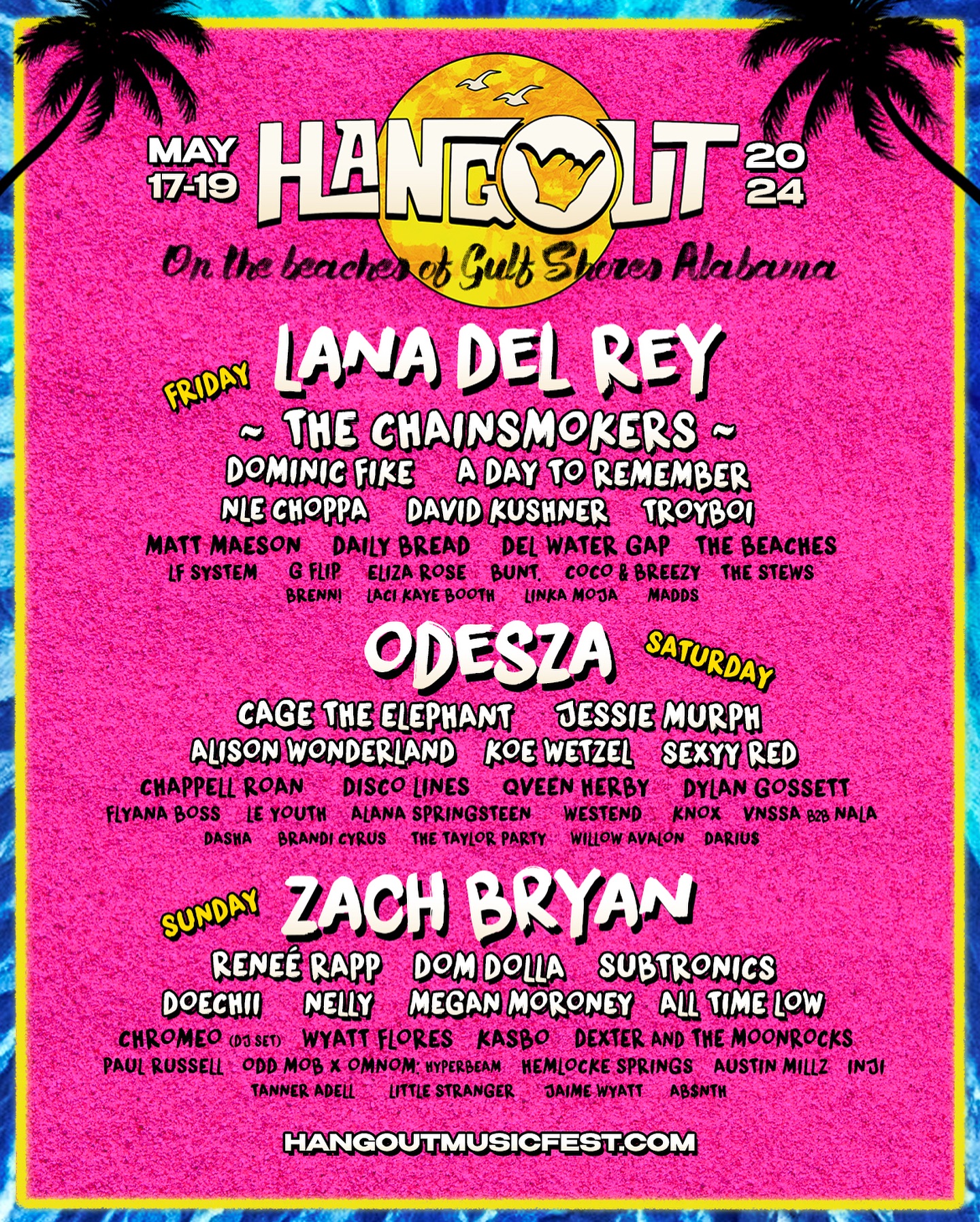 Hangout Music Festival lineup poster