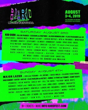 HARD Summer Music Festival 2019 Lineup poster image
