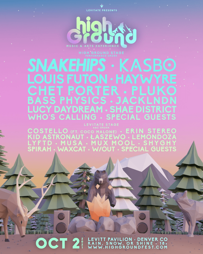 high ground music and arts experience 2021 lineup poster