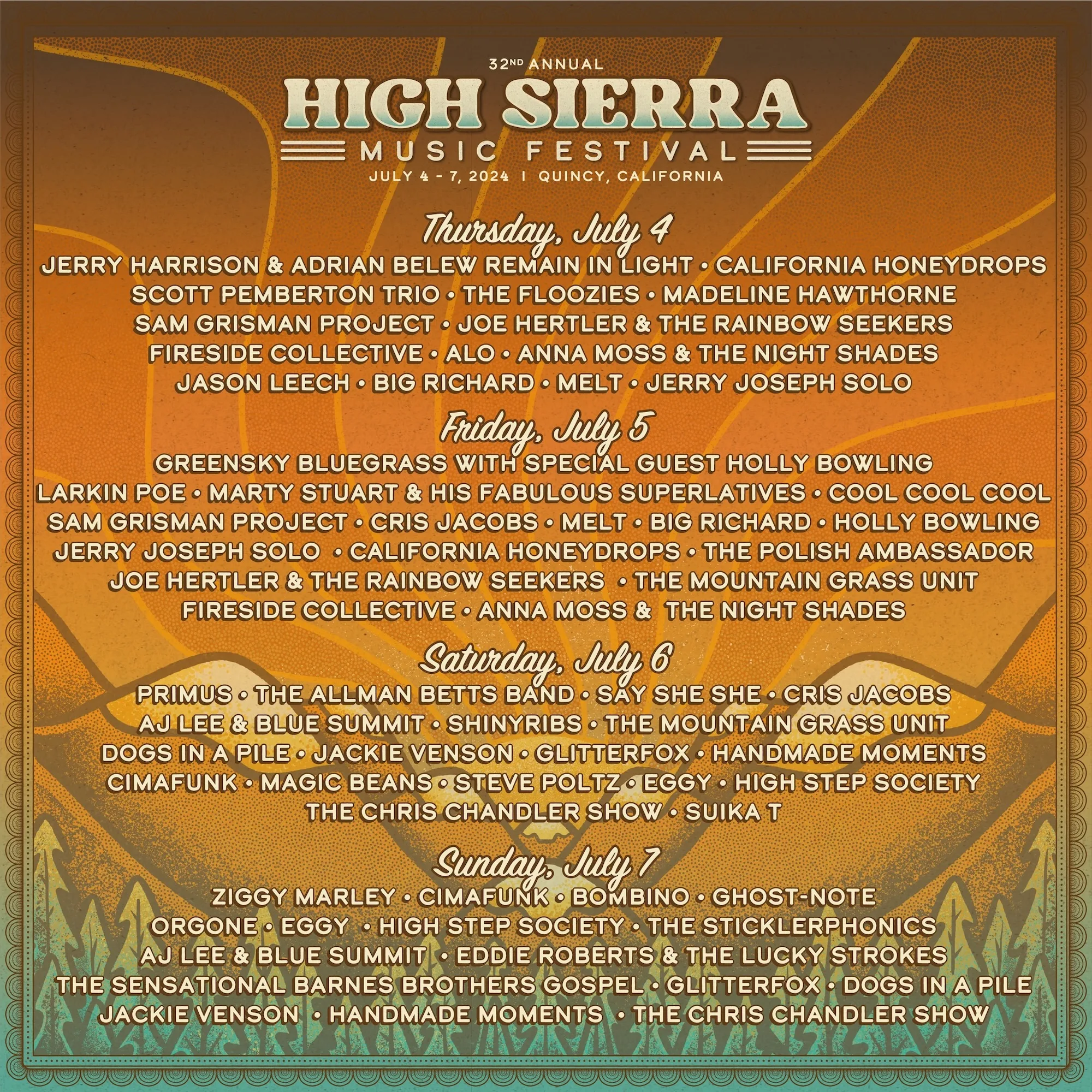 High Sierra Music Festival 2024 Lineup poster image