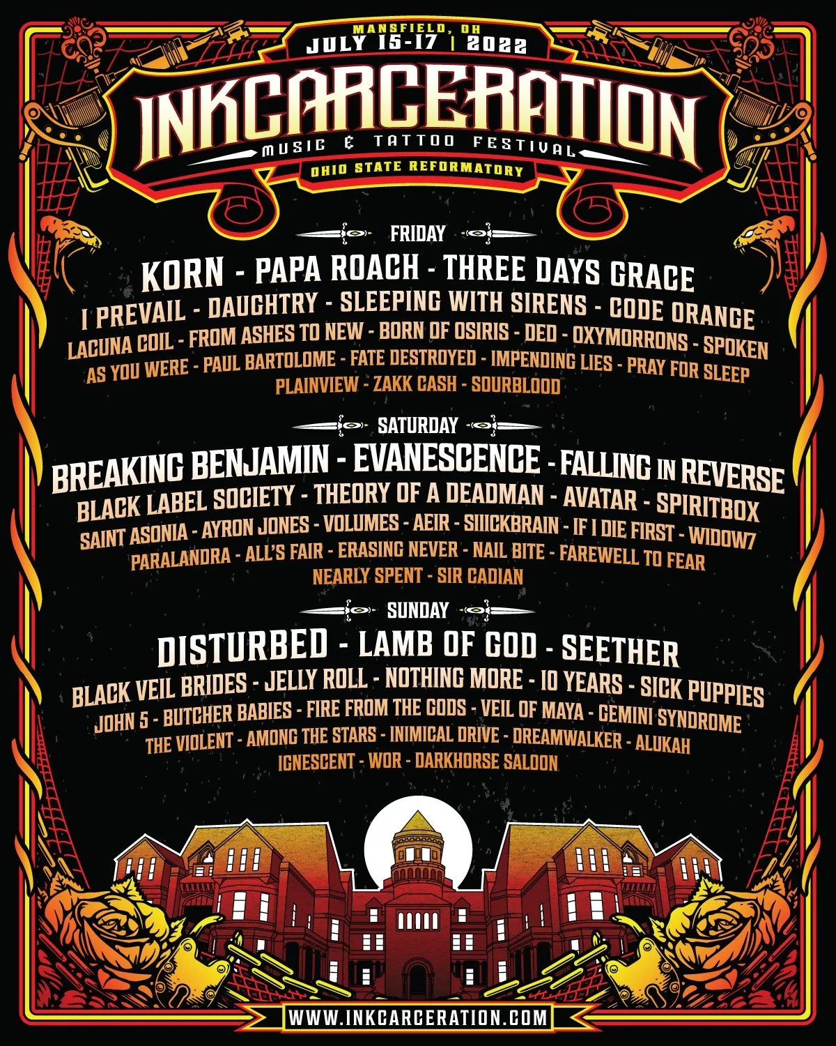 Inkcarceration Music & Tattoo Festival 2022 Lineup poster image