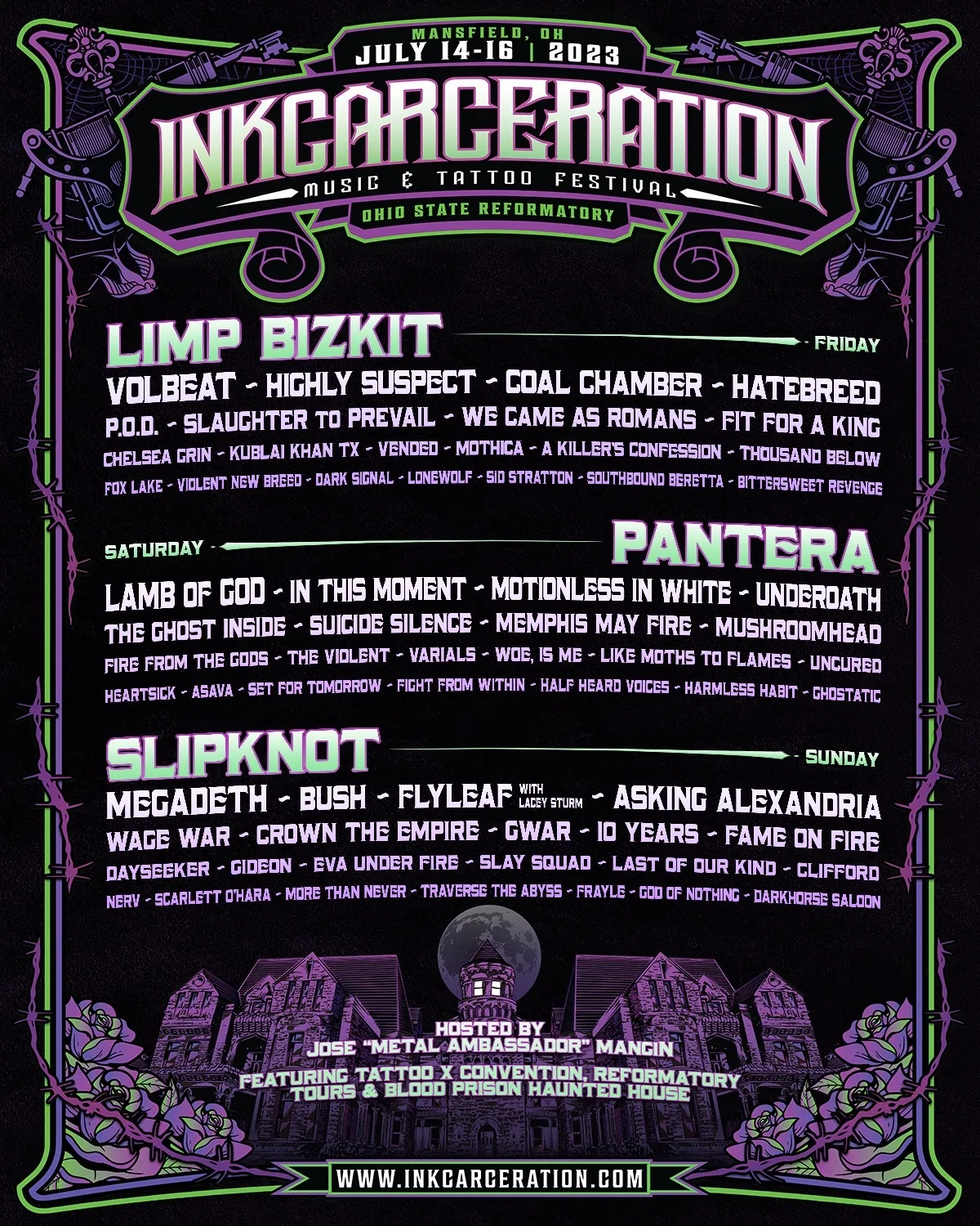 Inkcarceration Music & Tattoo Festival 2023 Lineup poster image