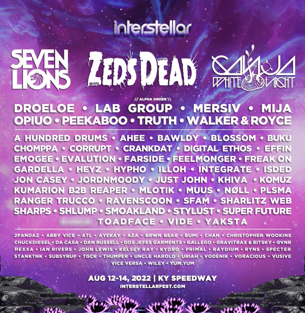 interstellar music festival 2022 lineup poster