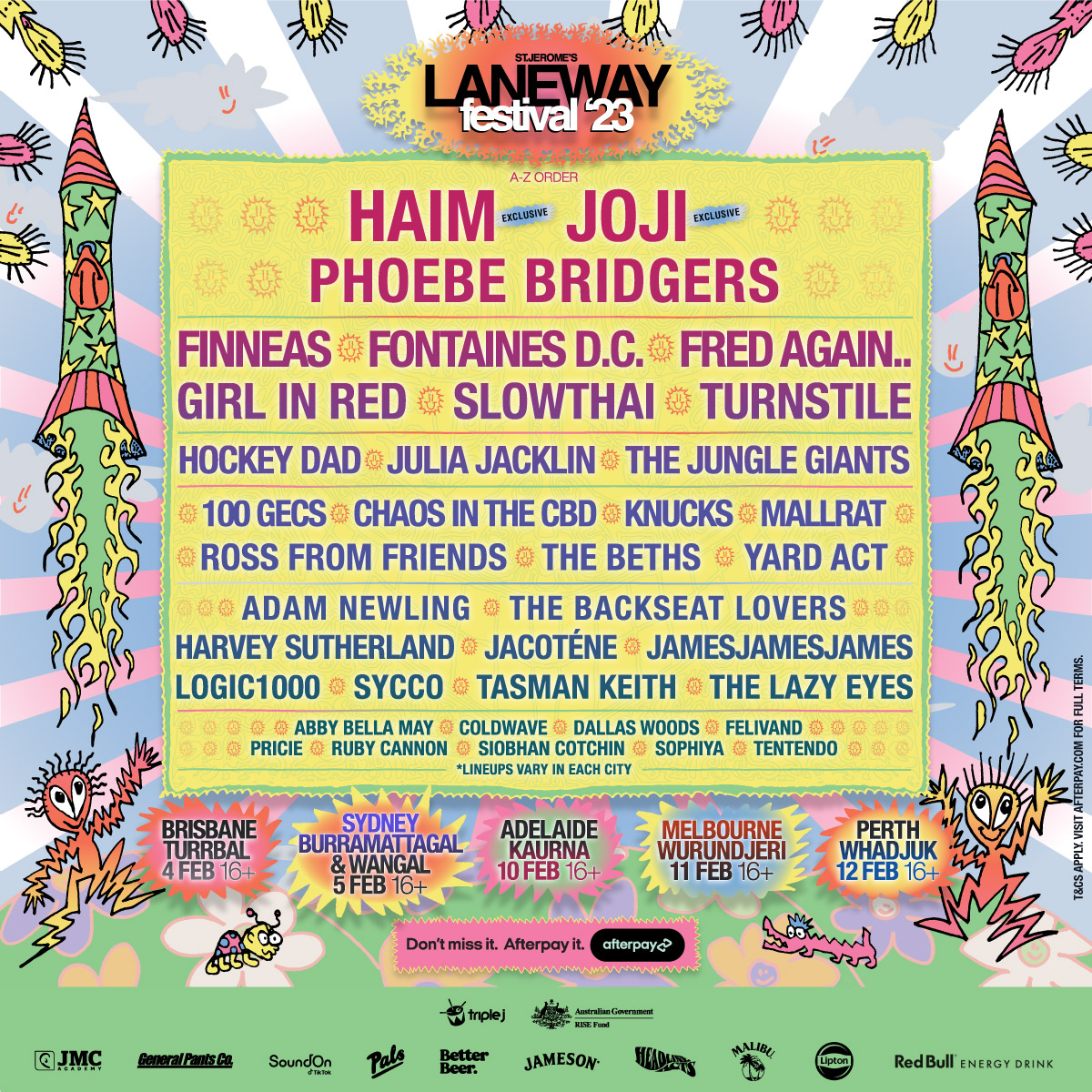 Laneway Festival Perth 2023 Lineup Poster 