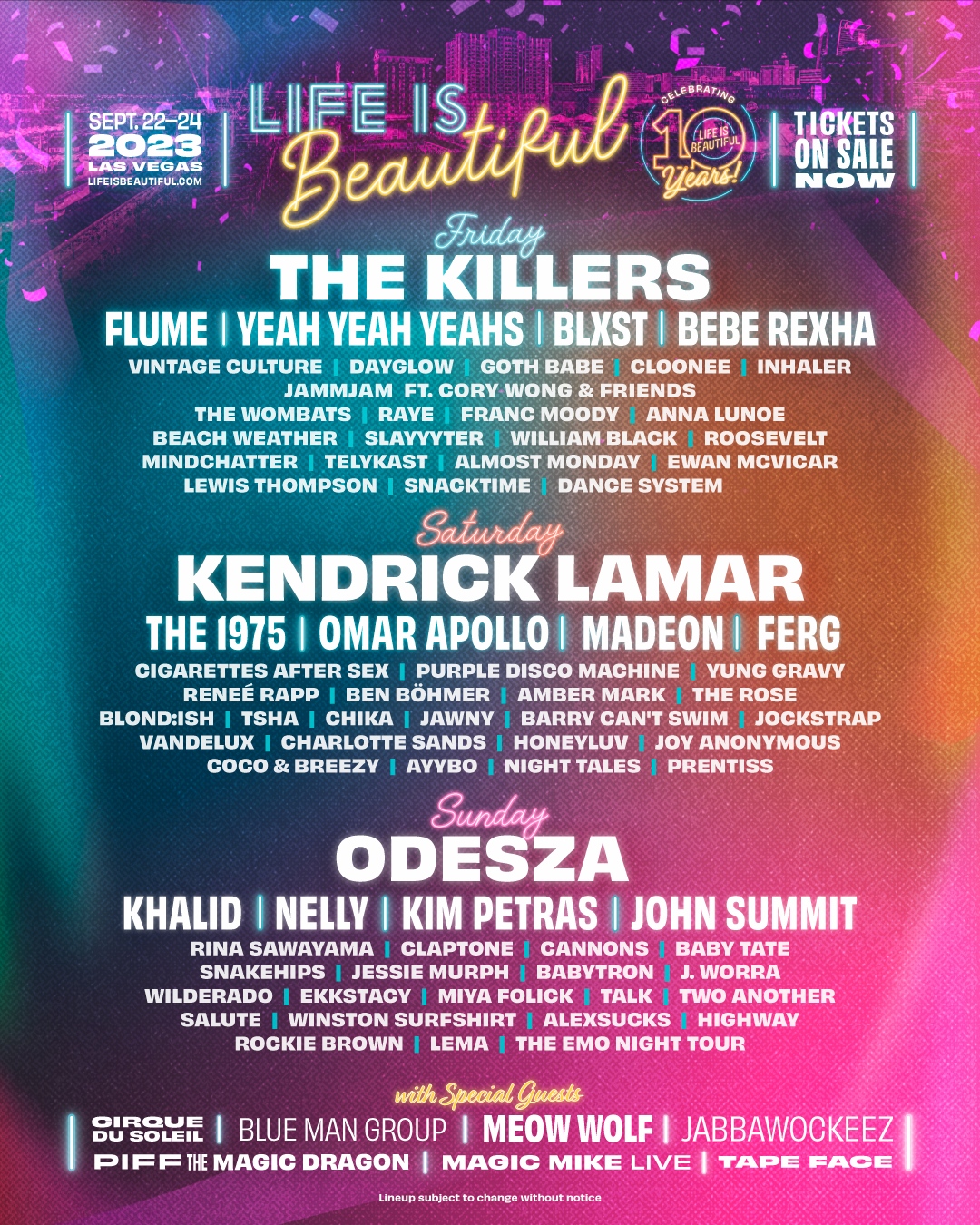 Life Is Beautiful 2023 lineup poster