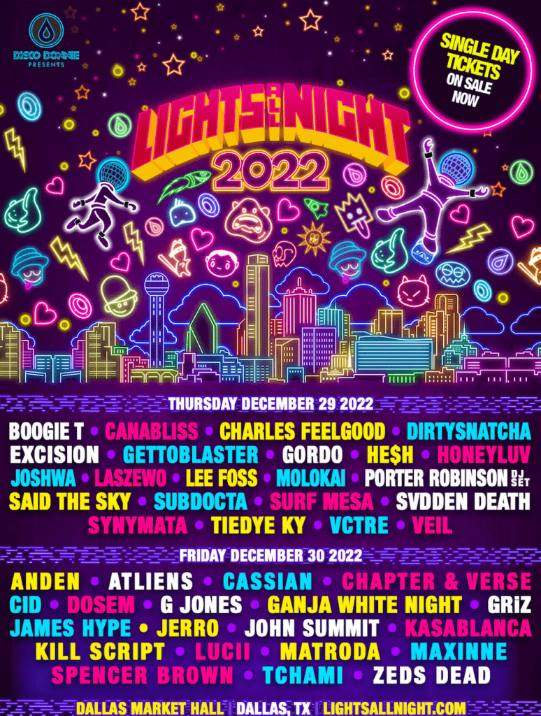 lights all night dallas 2022 lineup poster