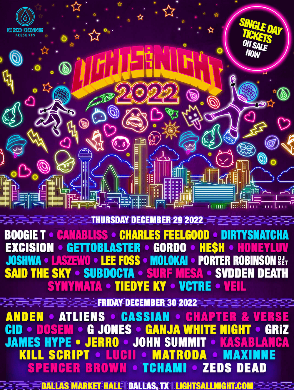 Lights All Night Dallas 2022 Daily Lineup Grooveist