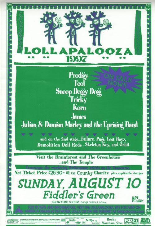 LOLLAPALOOZA(ロラパルーザ) 1997年 Lollapalooza 1997 Concert Poster 11 X 17 Framed | eBay