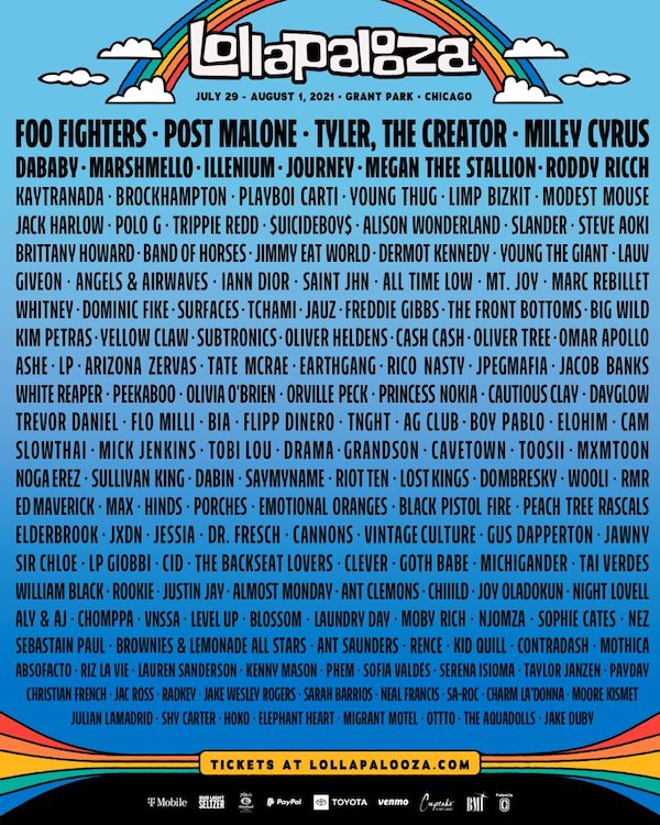 Lollapalooza 2021 Lineup poster image