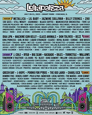 Lollapalooza 2022 Lineup poster image