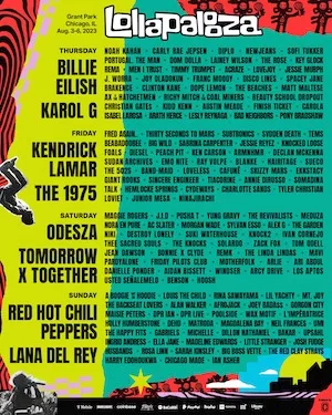 Lollapalooza 2023 Lineup poster image