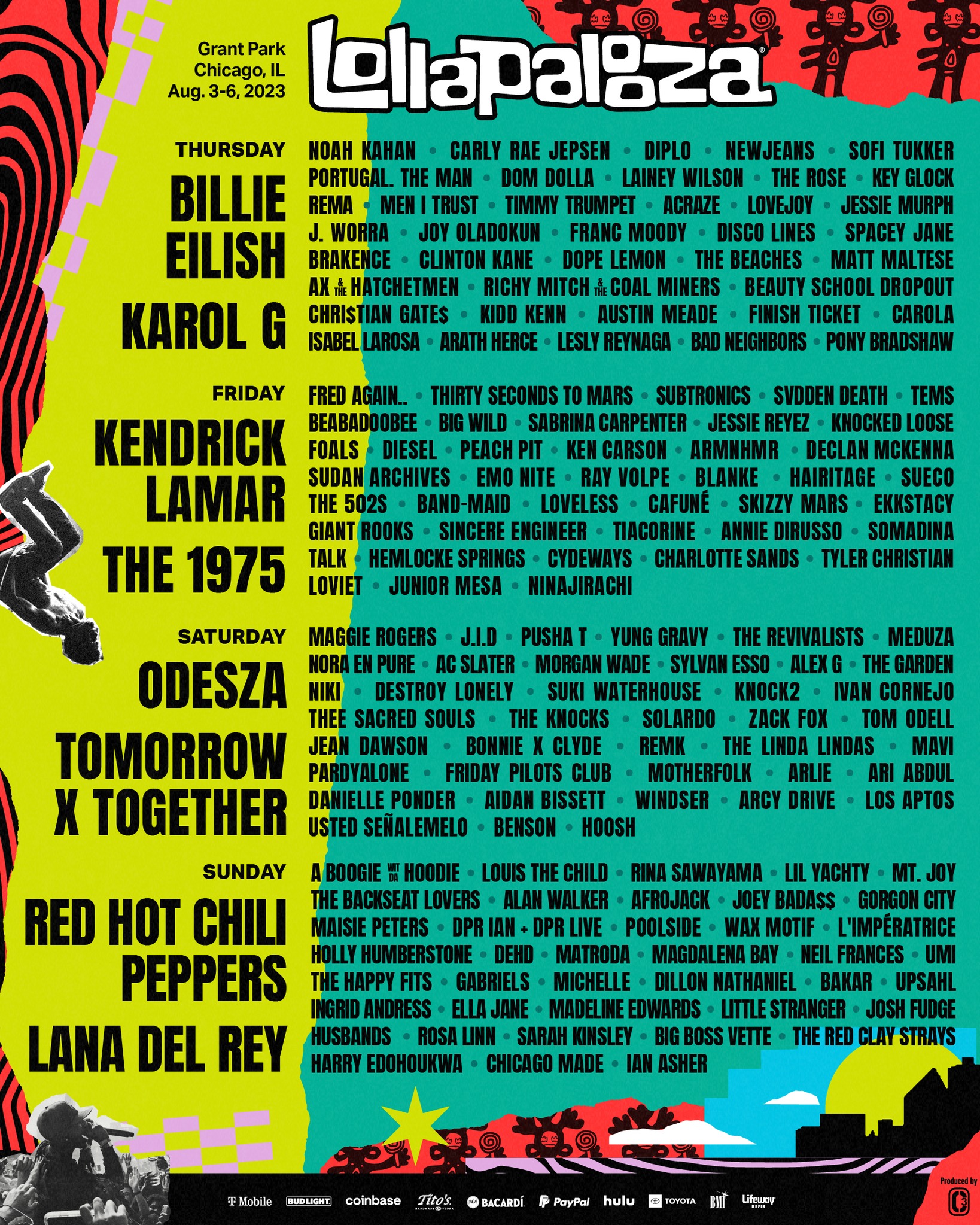 Lollapalooza 2023 lineup poster