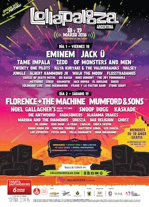 Lollapalooza Argentina 2016 Lineup poster image