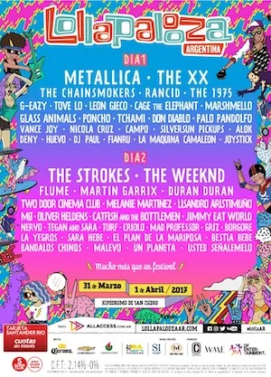 Lollapalooza Argentina 2017 Lineup poster image