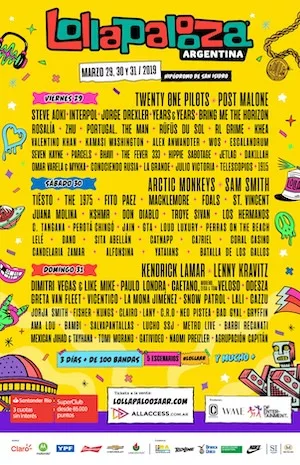 Lollapalooza Argentina 2019 Lineup poster image