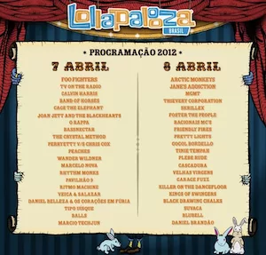 Lollapalooza Brazil 2012 Lineup poster image