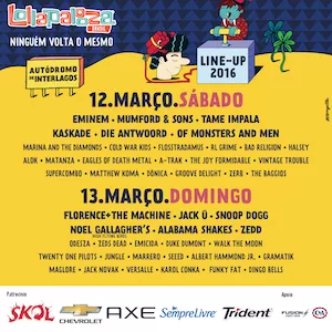 Lollapalooza Brazil 2016 Lineup poster image