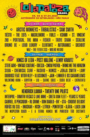 Lollapalooza Brazil 2019 Lineup poster image