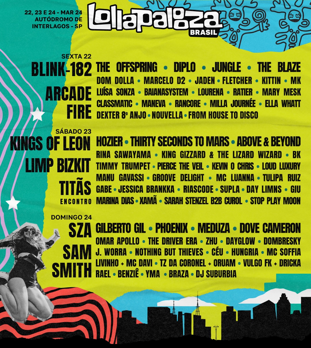 Lollapalooza Brazil 2024 lineup poster