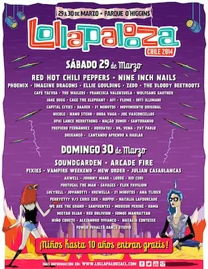 Lollapalooza Chile 2014 Lineup poster image