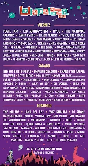 Lollapalooza Chile 2018 Lineup poster image