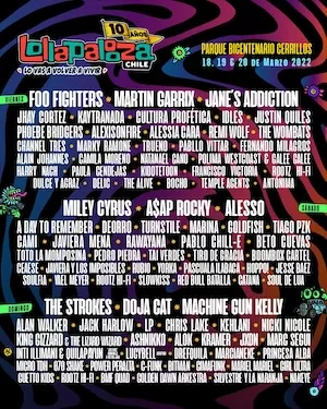 Lollapalooza Chile 2022 Lineup poster image