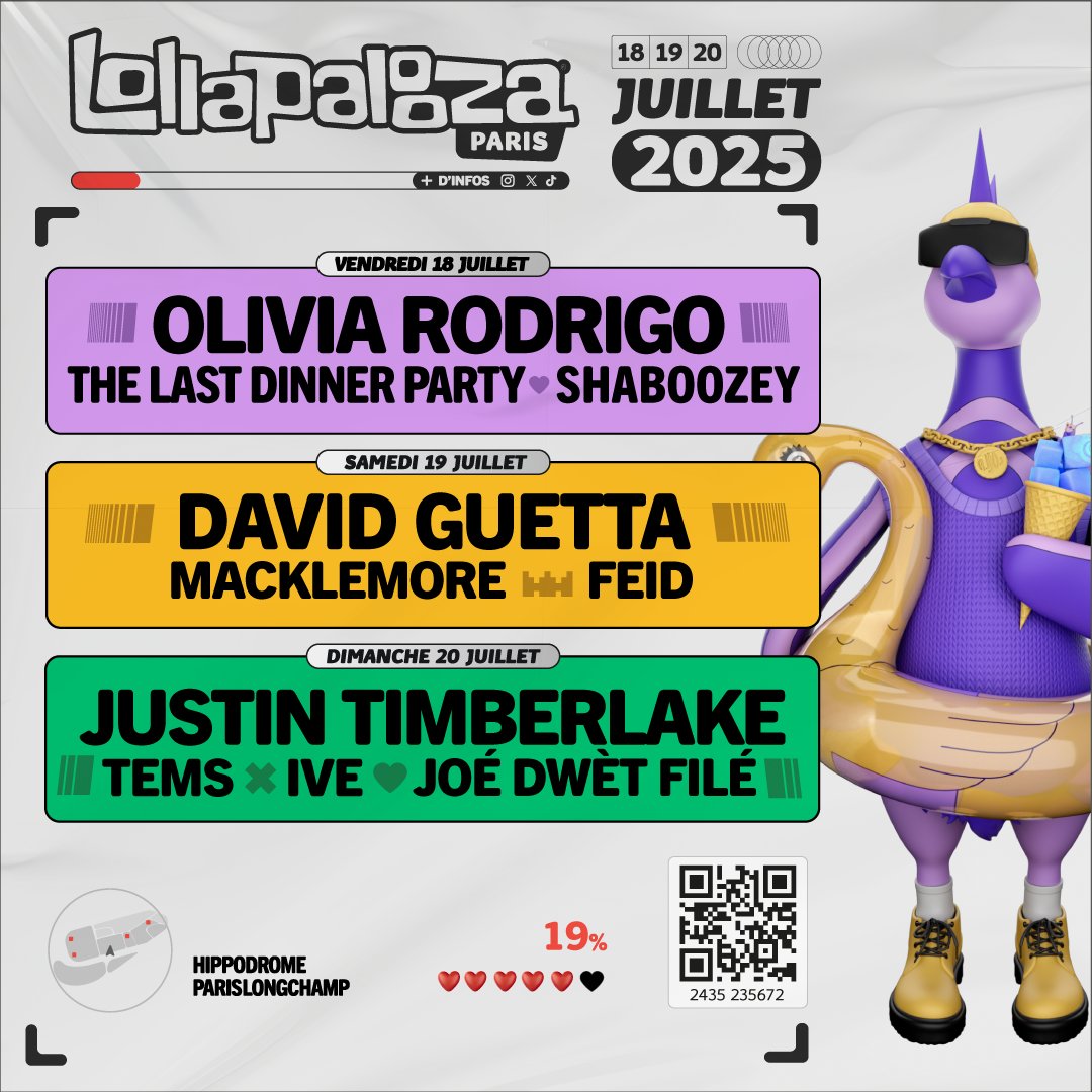 Lollapalooza Paris 2025 lineup poster