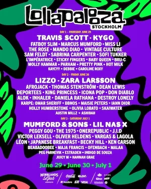 Lollapalooza Stockholm 2023 Lineup poster image