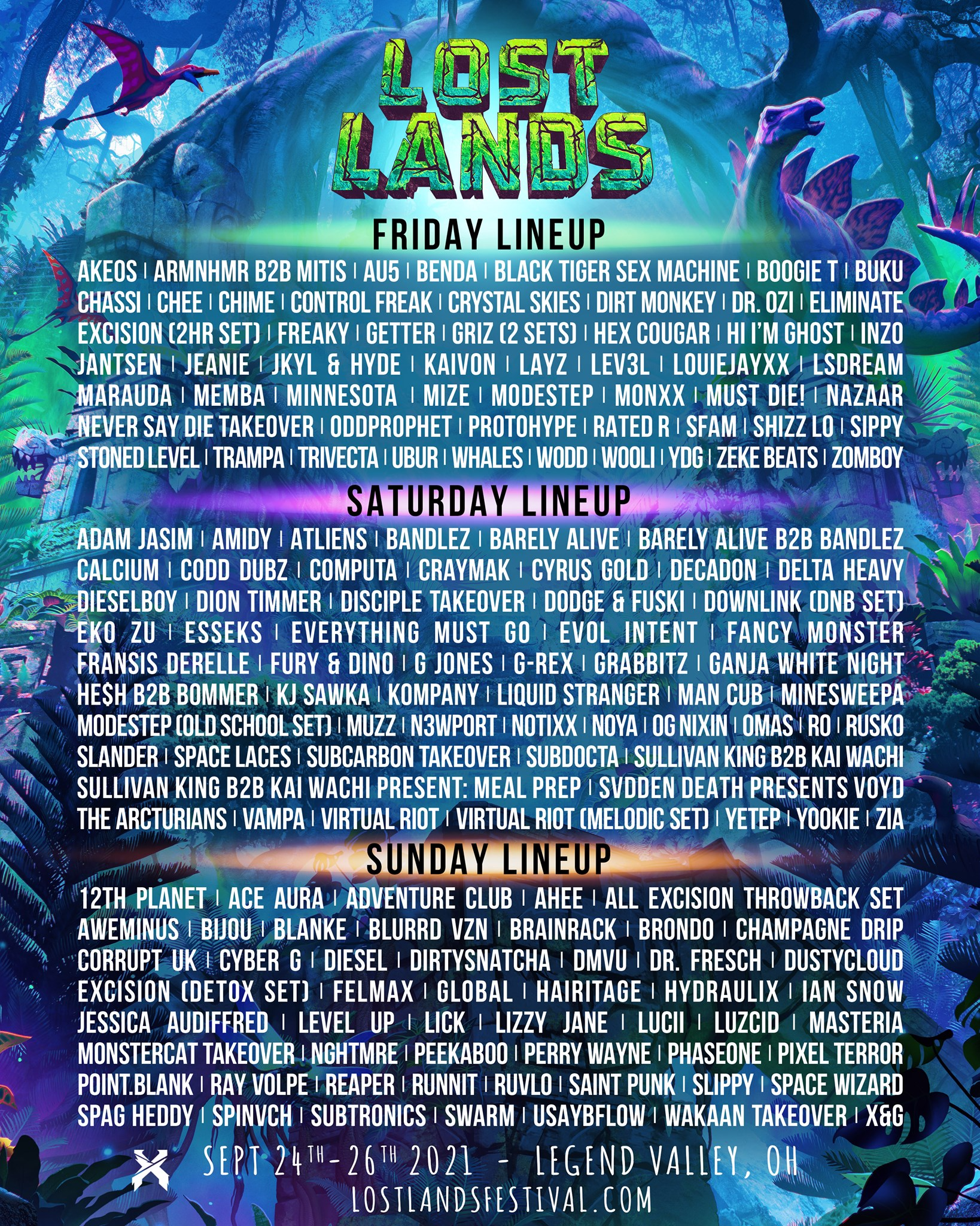 Lost Lands Music Festival 2021 lineup poster