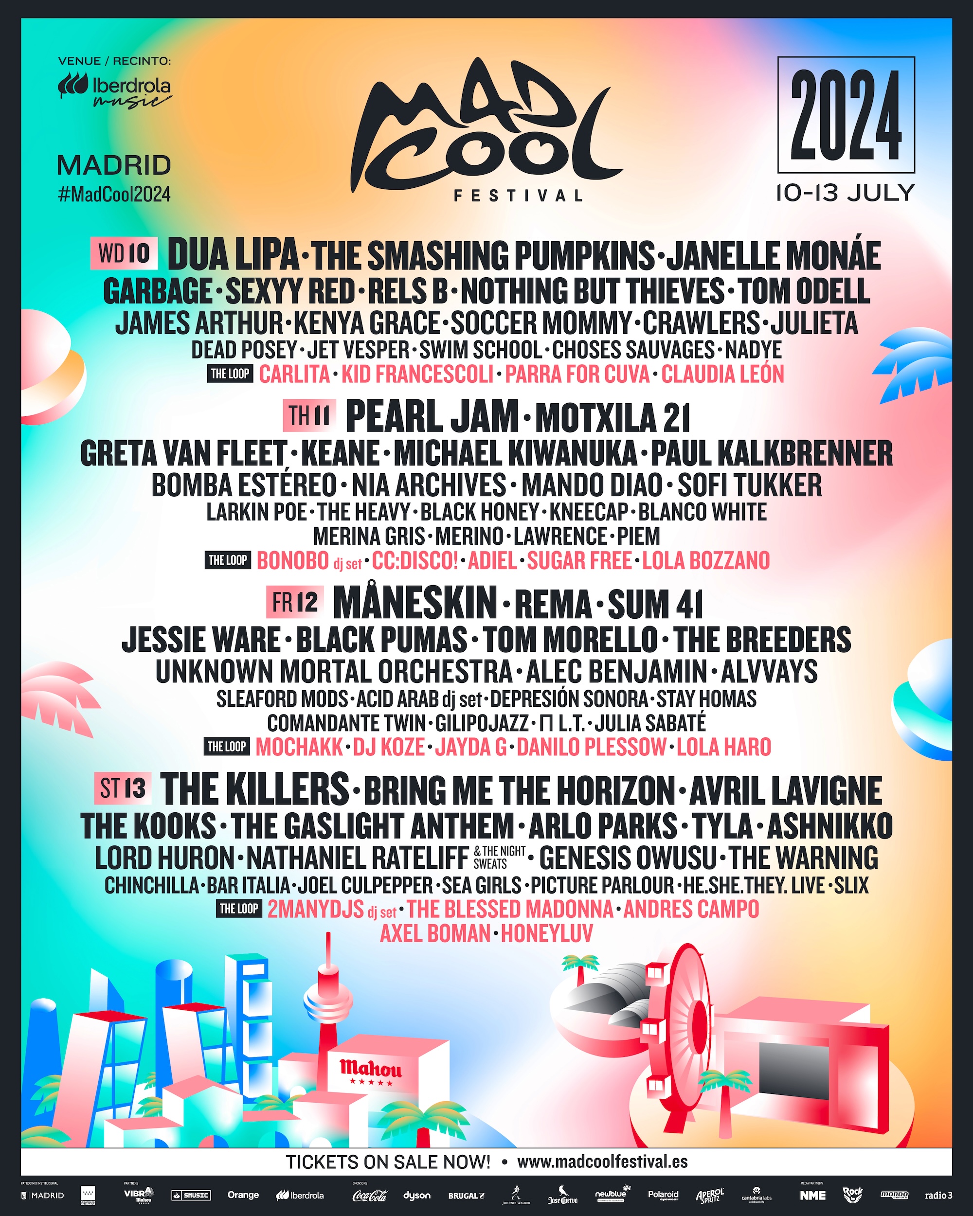 Mad Cool Festival 2024 lineup poster