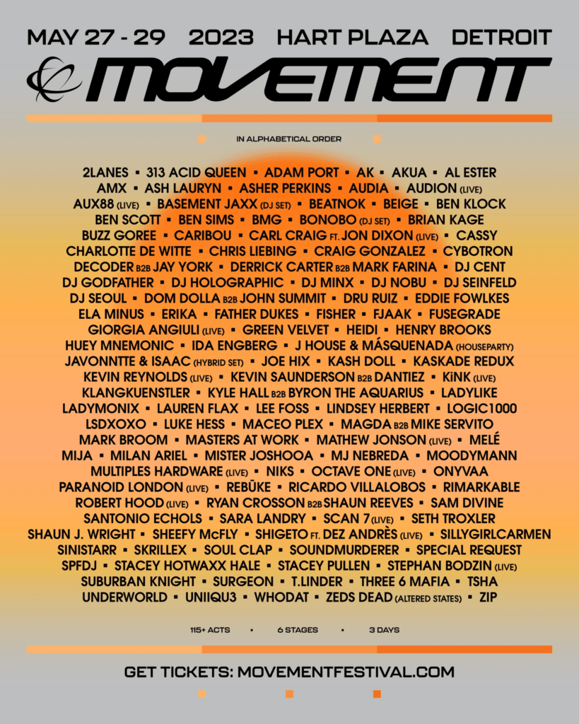 movement music festival 2023 lineup poster