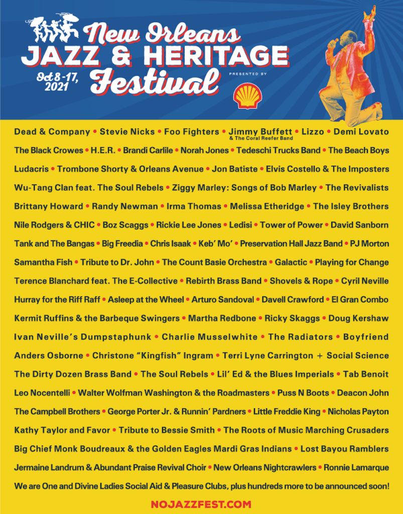 new orleans jazz and heritage festival 2021 cancelled lineup poster