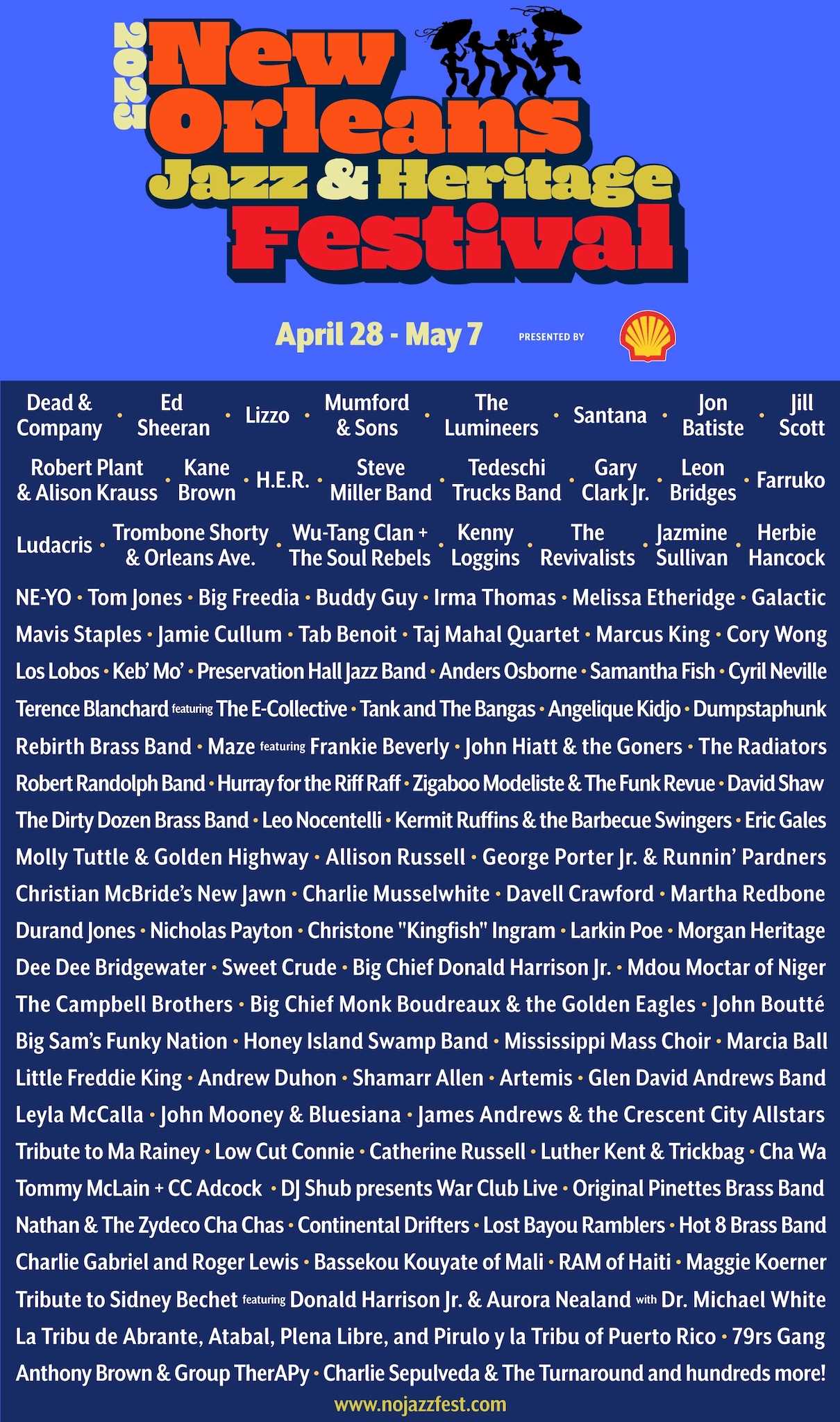 New Orleans JazzFest 2023 Lineup poster image