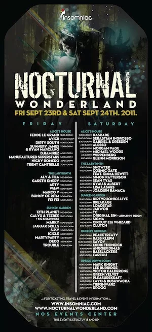 Nocturnal Wonderland 2011 Lineup poster image