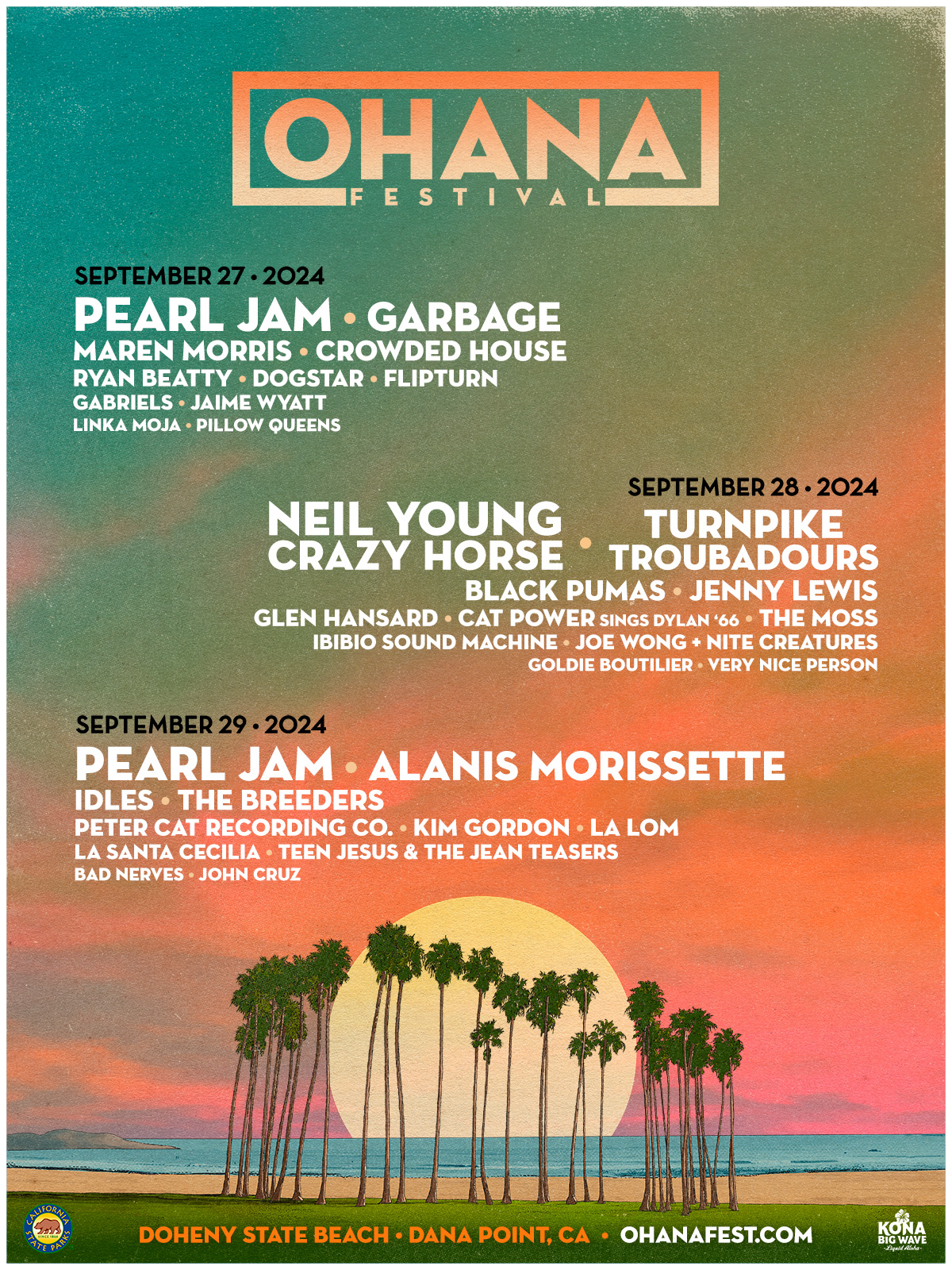Ohana Festival 2024 lineup poster