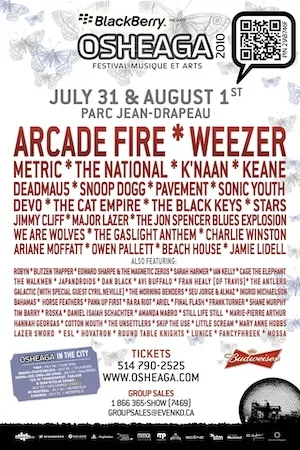 OSHEAGA Music & Arts Festival 2010 Lineup poster image