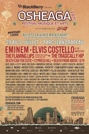 OSHEAGA Music & Arts Festival 2011 Lineup poster image