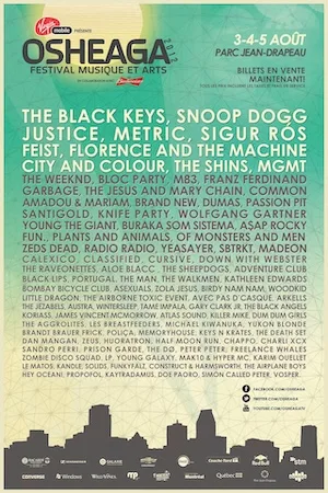 OSHEAGA Music & Arts Festival 2012 Lineup poster image