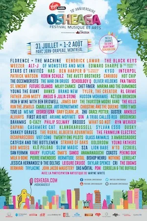 OSHEAGA Music & Arts Festival 2015 Lineup poster image