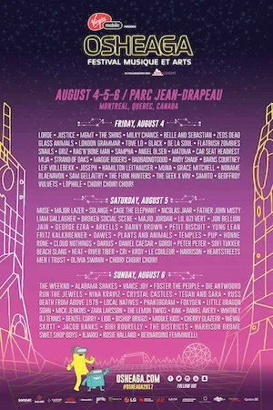 OSHEAGA Music & Arts Festival 2017 Lineup poster image