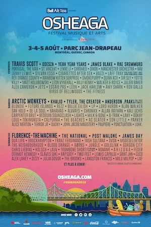 OSHEAGA Music & Arts Festival 2018 Lineup poster image