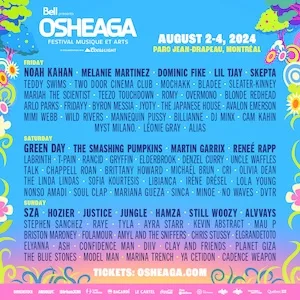 OSHEAGA Music & Arts Festival 2024 Lineup poster image