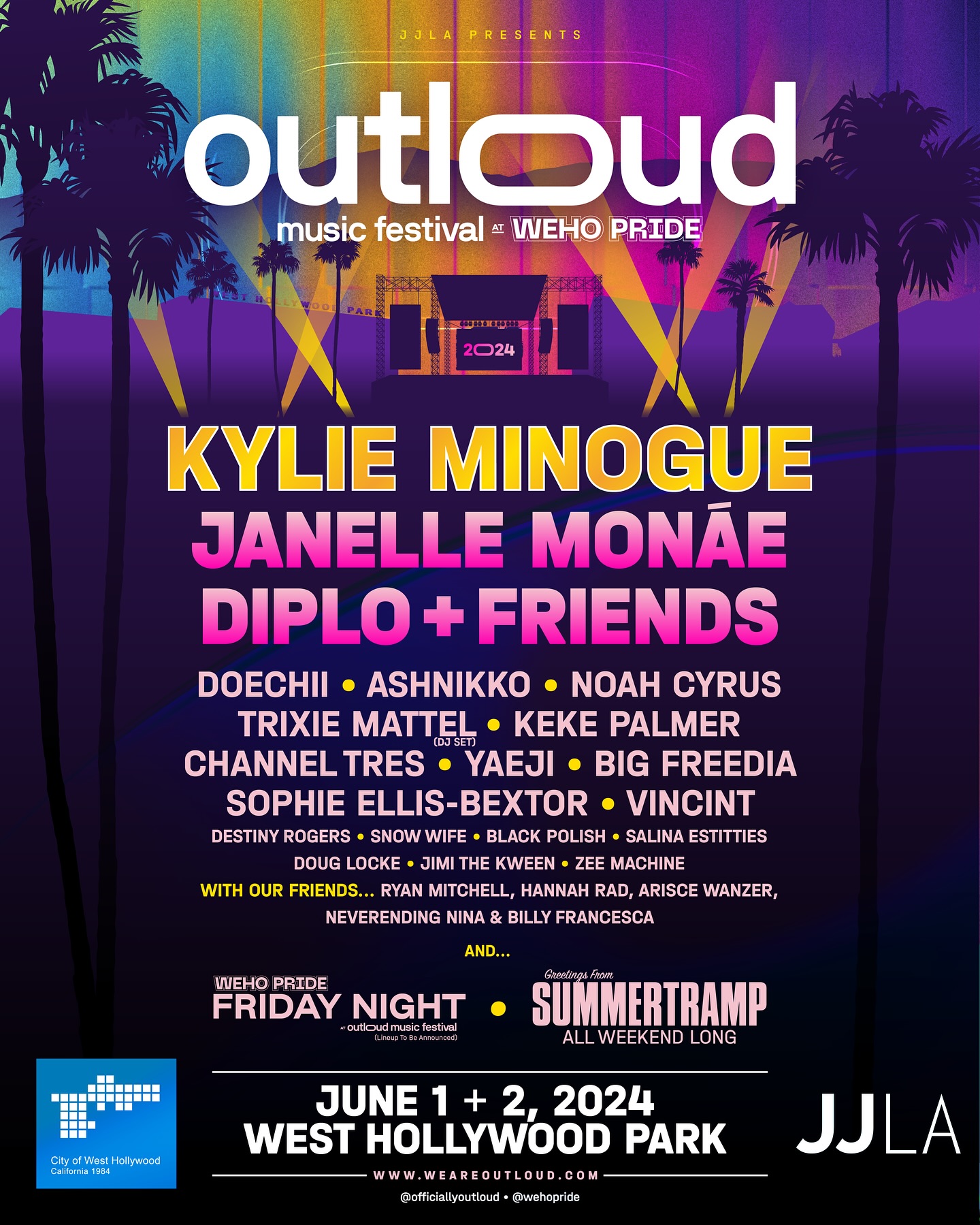 OUTLOUD @ WeHo Pride 2024 lineup poster